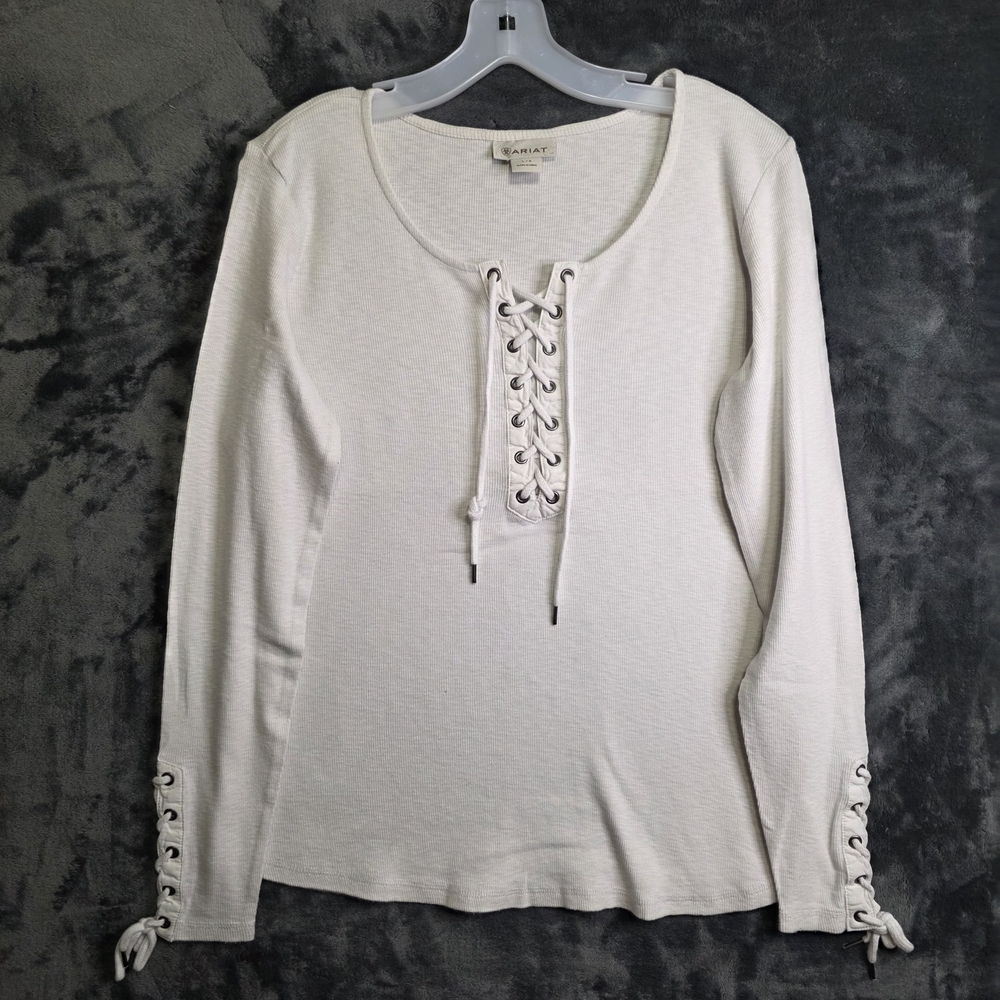 Ariat Cream Lace-Up Long Sleeve Top